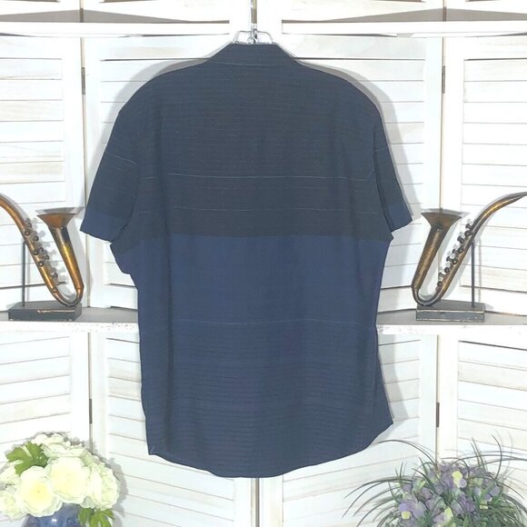 Calvin Klein Color Block Button Down Shirt Blue Large - Picture 2 of 6